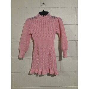Girls Pink Cable Knit Sweater Dress Size 9Y Long Sleeve Soft Cute